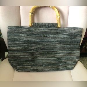 Super cute Scala tote with bamboo handles